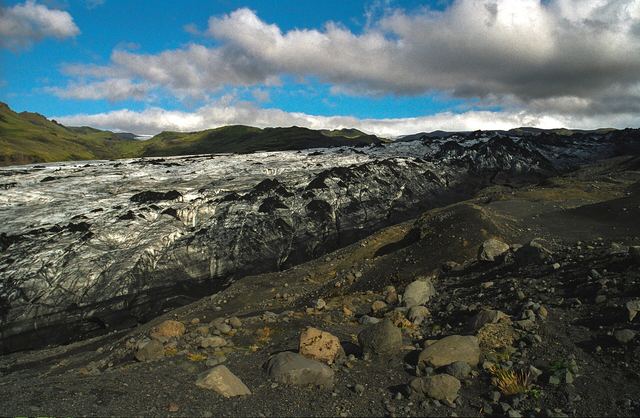 The tongue of Sólheimajökull glacier in south Iceland